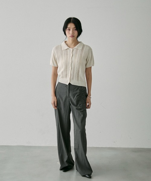 NUJOH(ヌゾ)の「Jacquard Summer Polo knit / ジャガード サマー ポロニット(ニット/セーター・レディース・イエロー/ホワイト/ベージュ・FREE)」の16枚目の写真