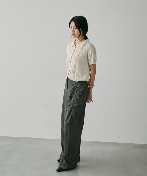 NUJOH(ヌゾ)の「Jacquard Summer Polo knit / ジャガード サマー ポロニット(ニット/セーター・レディース・イエロー/ホワイト/ベージュ・FREE)」の17枚目の写真