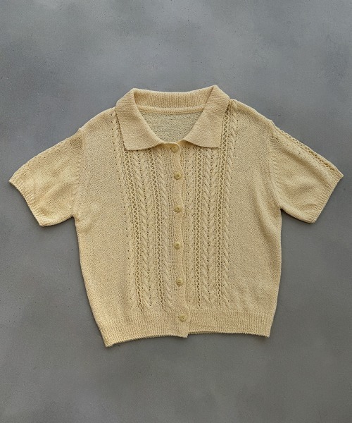 セール】Jacquard Summer Polo knit / ジャガード サマー