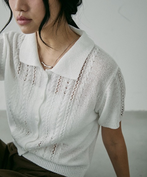 セール】Jacquard Summer Polo knit / ジャガード サマー