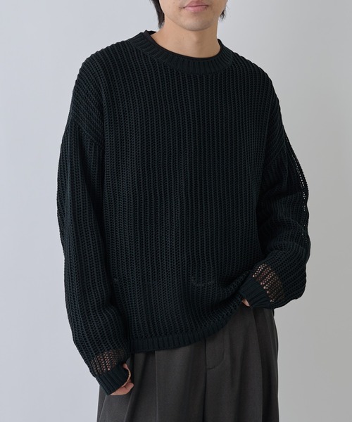 COLONY 2139（コロニートゥーワンスリーナイン）の「透かし編みニットプルオーバー（ニット/セーター・メンズ・ブラック/グレイッシュベージュ/ネイビー・MEDIUM/LARGE）」の12枚目の写真