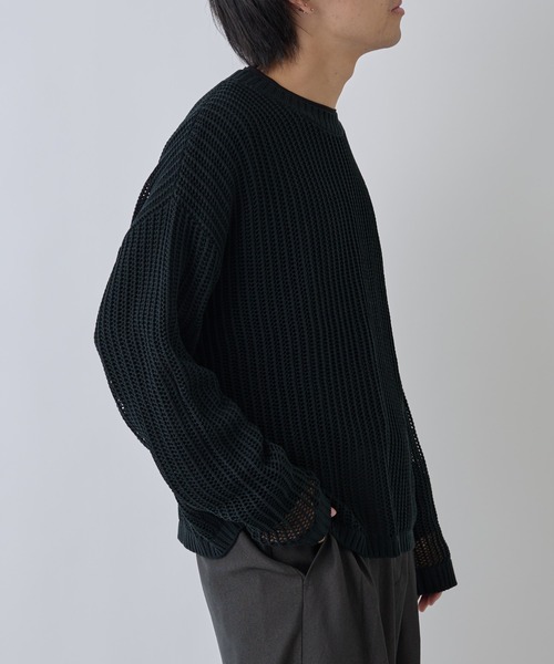 COLONY 2139（コロニートゥーワンスリーナイン）の「透かし編みニットプルオーバー（ニット/セーター・メンズ・ブラック/グレイッシュベージュ/ネイビー・MEDIUM/LARGE）」の4枚目の写真