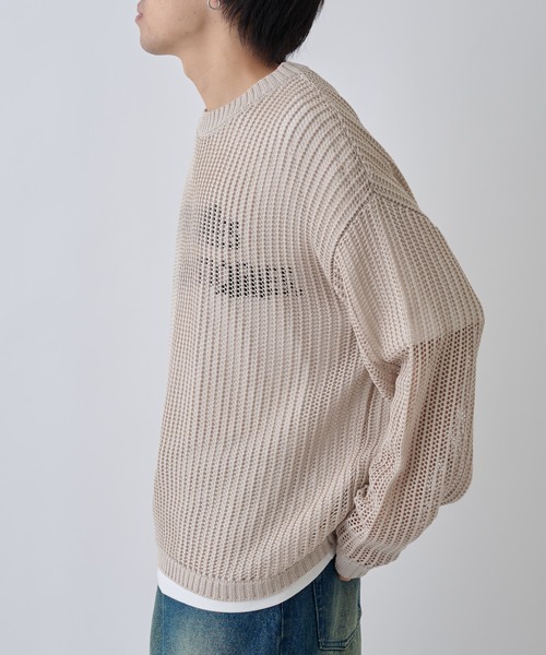 COLONY 2139（コロニートゥーワンスリーナイン）の「透かし編みニットプルオーバー（ニット/セーター・メンズ・ブラック/グレイッシュベージュ/ネイビー・MEDIUM/LARGE）」の6枚目の写真