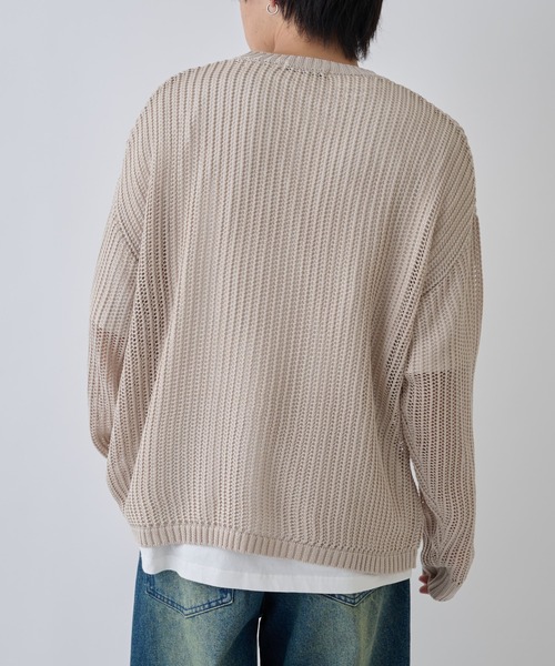 COLONY 2139（コロニートゥーワンスリーナイン）の「透かし編みニットプルオーバー（ニット/セーター・メンズ・ブラック/グレイッシュベージュ/ネイビー・MEDIUM/LARGE）」の7枚目の写真