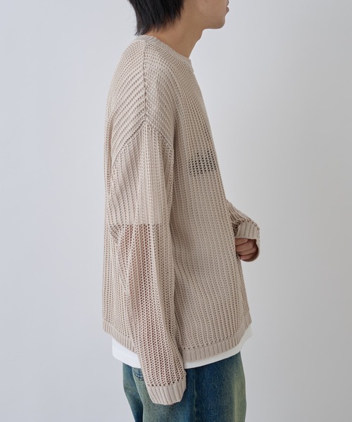 COLONY 2139（コロニートゥーワンスリーナイン）の「透かし編みニットプルオーバー（ニット/セーター・メンズ・ブラック/グレイッシュベージュ/ネイビー・MEDIUM/LARGE）」の8枚目の写真