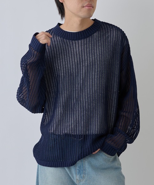 COLONY 2139（コロニートゥーワンスリーナイン）の「透かし編みニットプルオーバー（ニット/セーター・メンズ・ブラック/グレイッシュベージュ/ネイビー・MEDIUM/LARGE）」の9枚目の写真