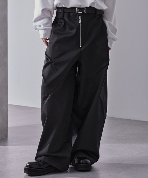 Loose/ルース(ルース)の「フロントジップ デザインツイルワイドパンツ(その他パンツ・メンズ・ブラック/グレー系/グレー・S/XS/L/M)」の6枚目の写真