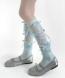 ソックス/靴下（ブルー・ネイビー/青色系・ストライプ柄）ファッション