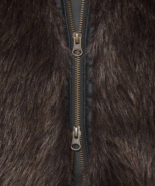 X-girl（エックスガール）の「FAUX FUR COMPACT JACKET（ブルゾン・レディース・ベージュ/ブラック・S/M）」の6枚目の写真