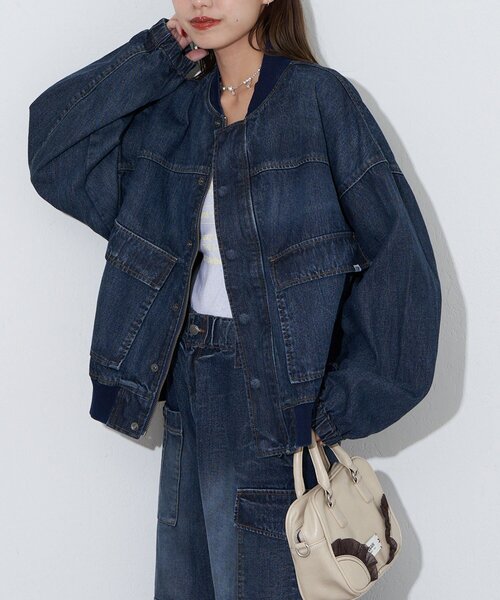 CIAOPANIC（チャオパニック）の「【ANTI WARP /アンチワープ】デニムフライトA-2JKT（ブルゾン・レディース・ピンク/ベージュ/ブルー・FREE）」の2枚目の写真