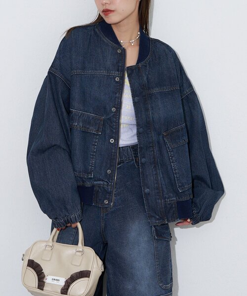 CIAOPANIC（チャオパニック）の「【ANTI WARP /アンチワープ】デニムフライトA-2JKT（ブルゾン・レディース・ピンク/ベージュ/ブルー・FREE）」の22枚目の写真