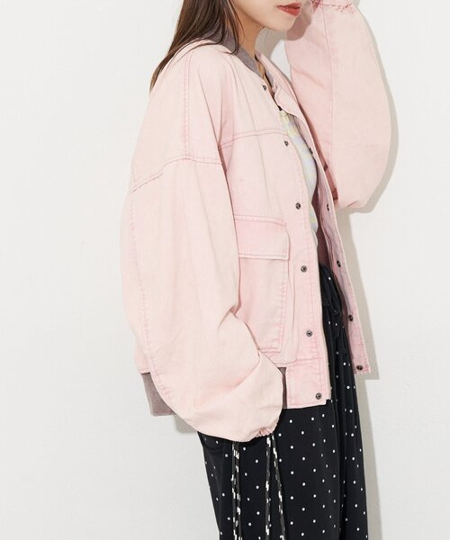 CIAOPANIC（チャオパニック）の「【ANTI WARP /アンチワープ】デニムフライトA-2JKT（ブルゾン・レディース・ピンク/ベージュ/ブルー・FREE）」の4枚目の写真