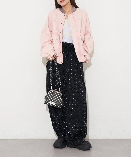 CIAOPANIC（チャオパニック）の「【ANTI WARP /アンチワープ】デニムフライトA-2JKT（ブルゾン・レディース・ピンク/ベージュ/ブルー・FREE）」の6枚目の写真