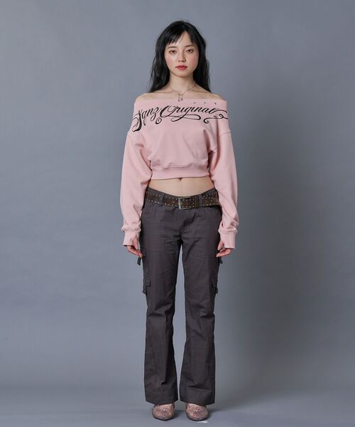 SEQUENZ(シークエンズ)の「※WEB限定 / ワンショルダー / レディーススタッズ短丈スウェット /sqnz star shoulder sweat ladies(スウェット・レディース・その他1/ピンク/グレー・FREE)」の5枚目の写真