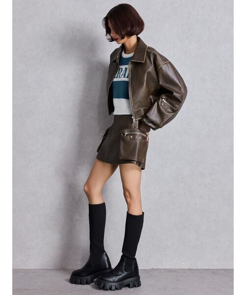 GYDA(ジェイダ)の「URBAN EDGEフェイクレザーユーティリティーブルゾン(ブルゾン・レディース・レッド/ブラウン/ブラック・FREE)」の8枚目の写真