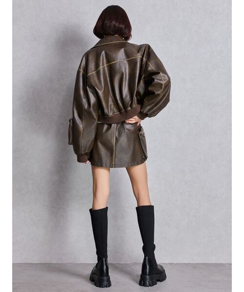 GYDA(ジェイダ)の「URBAN EDGEフェイクレザーユーティリティーブルゾン(ブルゾン・レディース・レッド/ブラウン/ブラック・FREE)」の9枚目の写真