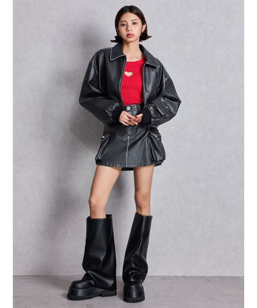GYDA(ジェイダ)の「URBAN EDGEフェイクレザーユーティリティーブルゾン(ブルゾン・レディース・レッド/ブラウン/ブラック・FREE)」の12枚目の写真