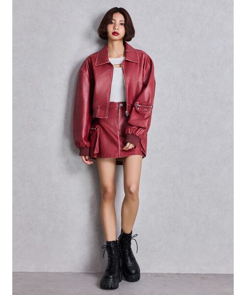 GYDA(ジェイダ)の「URBAN EDGEフェイクレザーユーティリティーブルゾン(ブルゾン・レディース・レッド/ブラウン/ブラック・FREE)」の16枚目の写真