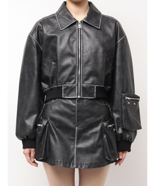 GYDA(ジェイダ)の「URBAN EDGEフェイクレザーユーティリティーブルゾン(ブルゾン・レディース・レッド/ブラウン/ブラック・FREE)」の22枚目の写真