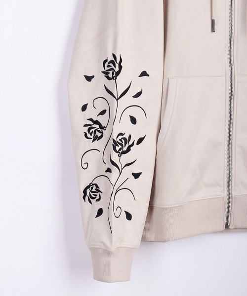 WESTSEA(ウエストシー)の「裏起毛 カットスウェード 袖 薔薇刺繍 フルジップパーカー(パーカー・メンズ・アイボリー/ブラウン/ネイビー/チャコールグレー・L/M)」の8枚目の写真