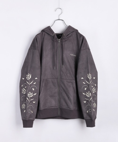 WESTSEA(ウエストシー)の「裏起毛 カットスウェード 袖 薔薇刺繍 フルジップパーカー(パーカー・メンズ・アイボリー/ブラウン/ネイビー/チャコールグレー・L/M)」の9枚目の写真