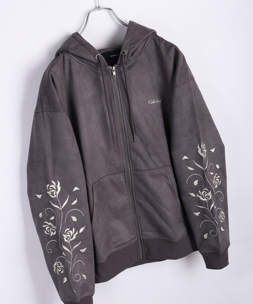 WESTSEA(ウエストシー)の「裏起毛 カットスウェード 袖 薔薇刺繍 フルジップパーカー(パーカー・メンズ・アイボリー/ブラウン/ネイビー/チャコールグレー・L/M)」の11枚目の写真