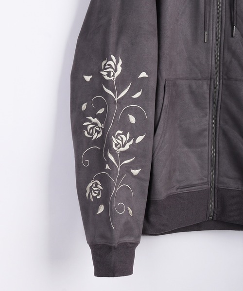 WESTSEA(ウエストシー)の「裏起毛 カットスウェード 袖 薔薇刺繍 フルジップパーカー(パーカー・メンズ・アイボリー/ブラウン/ネイビー/チャコールグレー・L/M)」の12枚目の写真