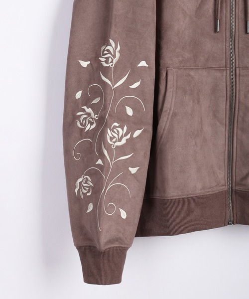 WESTSEA(ウエストシー)の「裏起毛 カットスウェード 袖 薔薇刺繍 フルジップパーカー(パーカー・メンズ・アイボリー/ブラウン/ネイビー/チャコールグレー・L/M)」の16枚目の写真
