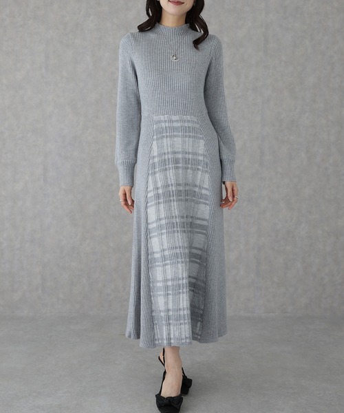 Lace Ladies（レースレディース）の「オフネック 配色 チェック柄 ロング ニット ワンピース（ワンピース・レディース・ブラウン/グレー/ブラック・S/FREE）」の20枚目の写真