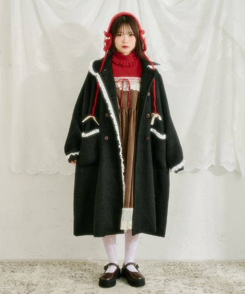 セール】【クティールとレトロ】コットンレースシャギーロングコート