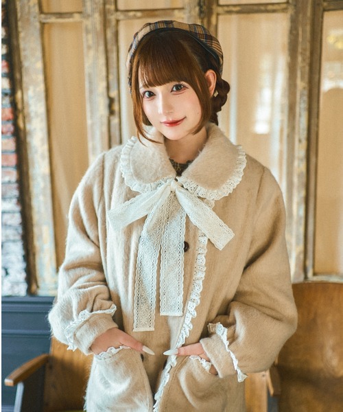 kutir（クティール）の「【クティールとレトロ】コットンレースシャギーロングコート（ステンカラーコート・レディース・ブラウン/グレー/ブラック/アイボリー・FREE）」の21枚目の写真