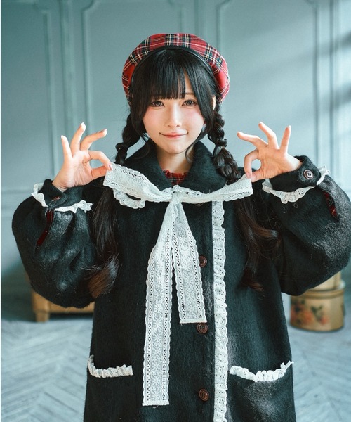 kutir（クティール）の「【クティールとレトロ】コットンレースシャギーロングコート（ステンカラーコート・レディース・ブラウン/グレー/ブラック/アイボリー・FREE）」の20枚目の写真