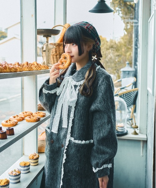 セール】【クティールとレトロ】コットンレースシャギーロングコート