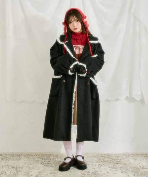 セール】【クティールとレトロ】コットンレースシャギーロングコート