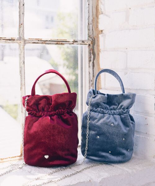 earth music&ecology（アースミュージックアンドエコロジー）の「ベロアハンドルバッグ（ショルダーバッグ・レディース・ブルー/ボルドー・FREE）」の3枚目の写真