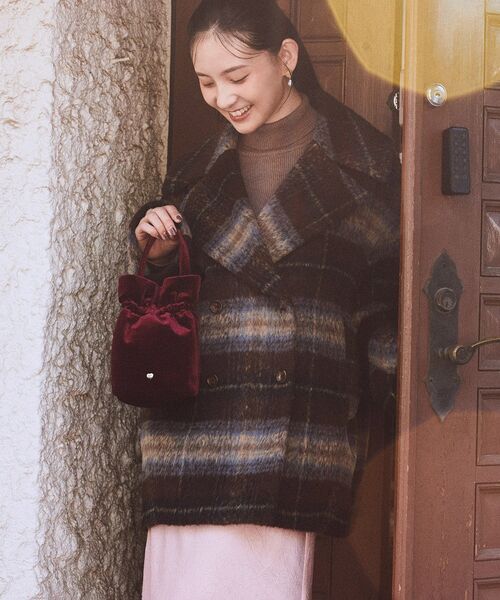 earth music&ecology（アースミュージックアンドエコロジー）の「ベロアハンドルバッグ（ショルダーバッグ・レディース・ブルー/ボルドー・FREE）」の6枚目の写真