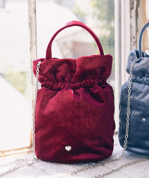 earth music&ecology（アースミュージックアンドエコロジー）の「ベロアハンドルバッグ（ショルダーバッグ・レディース・ブルー/ボルドー・FREE）」の2枚目の写真