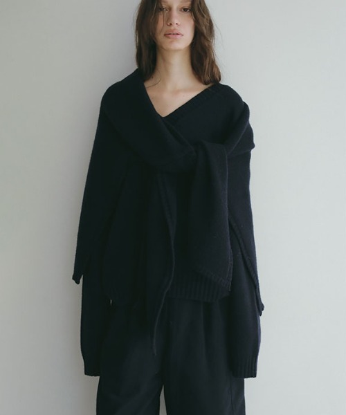 ETRE TOKYO（エトレトウキョウ）の「【ZOZO限定カラー】レイヤードニットラップスカート（ストール/ショール・レディース・オフホワイト/グレー/ネイビー/イエロー・FREE）」の21枚目の写真