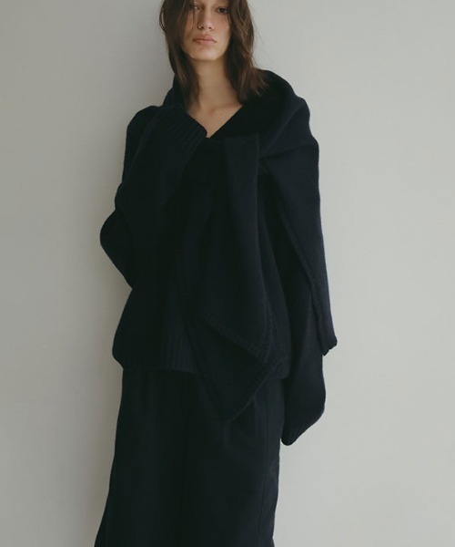 ETRE TOKYO（エトレトウキョウ）の「【ZOZO限定カラー】レイヤードニットラップスカート（ストール/ショール・レディース・オフホワイト/グレー/ネイビー/イエロー・FREE）」の22枚目の写真
