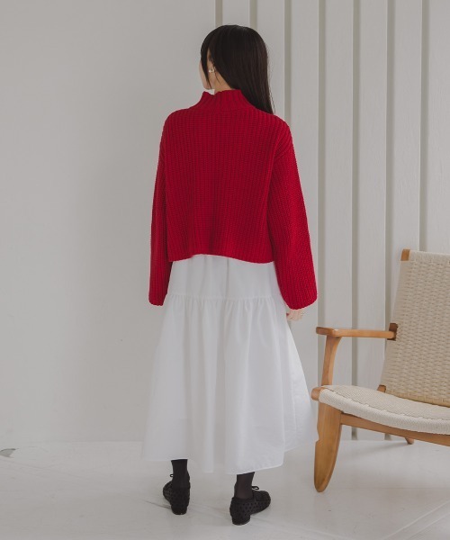 Petitjo（プッチージョ）の「小さいサイズ　ハイネックショート丈ニット　低身長さん・小柄女性（ニット/セーター・レディース・カーキ/レッド・M-L/XS-S）」の13枚目の写真