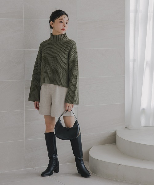 Petitjo（プッチージョ）の「小さいサイズ　ハイネックショート丈ニット　低身長さん・小柄女性（ニット/セーター・レディース・カーキ/レッド・M-L/XS-S）」の18枚目の写真