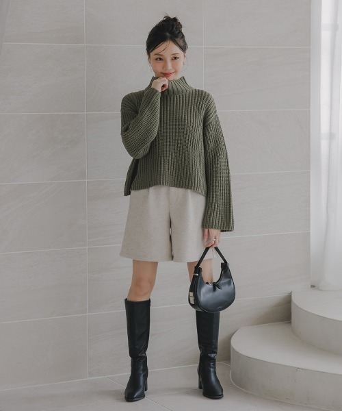 Petitjo（プッチージョ）の「小さいサイズ　ハイネックショート丈ニット　低身長さん・小柄女性（ニット/セーター・レディース・カーキ/レッド・M-L/XS-S）」の19枚目の写真