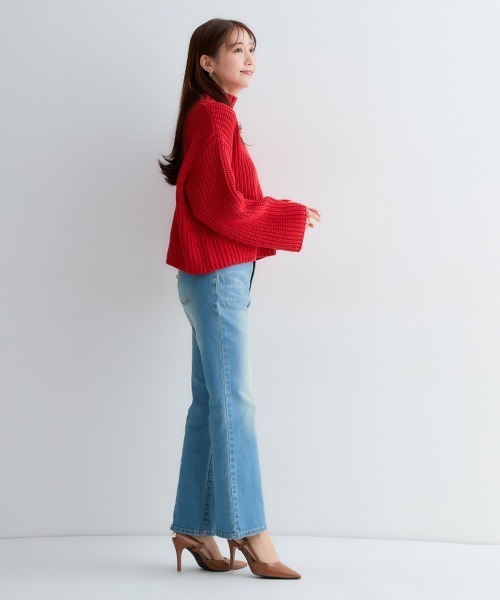 Petitjo（プッチージョ）の「小さいサイズ　ハイネックショート丈ニット　低身長さん・小柄女性（ニット/セーター・レディース・カーキ/レッド・M-L/XS-S）」の14枚目の写真