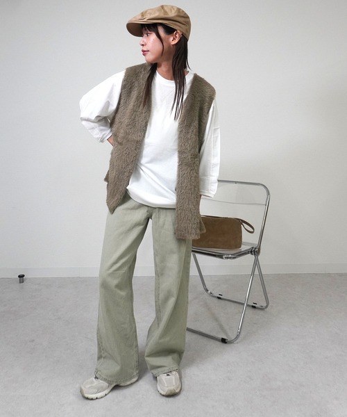 gossara(ゴサラ)の「【ニュアンス感漂う】ダブルフェイスミディジレ(ベスト・レディース・オフホワイト/グレー/モカ・FREE)」の19枚目の写真