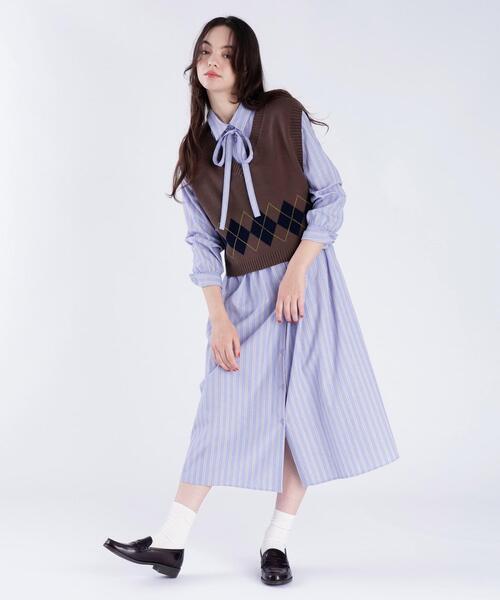 To b. by agnes b.（トゥービーバイアニエスベー）の「アーガイル ニット ベスト（ベスト・レディース・ベージュ・FREE）」の8枚目の写真