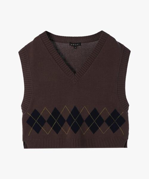 To b. by agnes b.（トゥービーバイアニエスベー）の「アーガイル ニット ベスト（ベスト・レディース・ベージュ・FREE）」の2枚目の写真