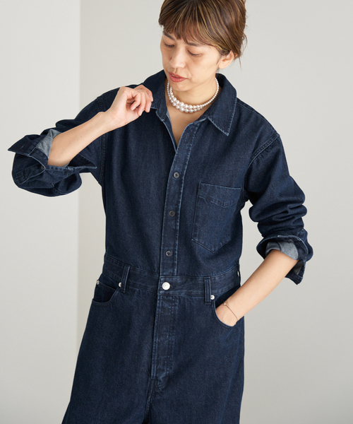 IENA（イエナ）の「Maison IENAデニムジャンプスーツ（つなぎ/オールインワン・レディース・ネイビー・36/38）」の6枚目の写真
