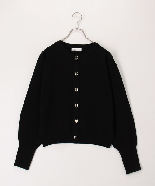 fredy couleur（フレディクルール）の「スウェットライクハート釦カーディガン（ニット/セーター・レディース・オフホワイト/ブラック/グレイッシュベージュ/オレンジ・38）」の3枚目の写真