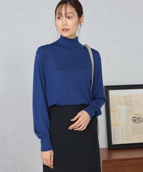 GALLORIA(ギャローリア)の「マシンウォッシャブル シアーハイネックニット(ニット/セーター・レディース・ブラック/アイボリー/ロイヤルブルー/チャコールグレー・LL/L/M/S)」の4枚目の写真