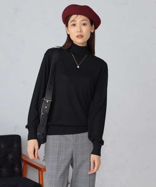 GALLORIA(ギャローリア)の「マシンウォッシャブル シアーハイネックニット(ニット/セーター・レディース・ブラック/アイボリー/ロイヤルブルー/チャコールグレー・LL/L/M/S)」の1枚目の写真